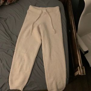 Soft Cream Boucle Knit Fuzzy Joggers | H&M | Size: S